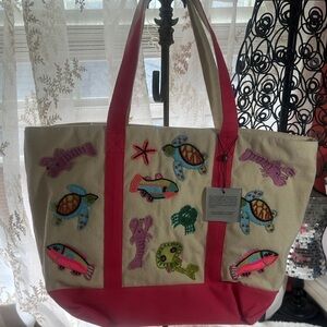 America & beyond beaded ocean life tote bag